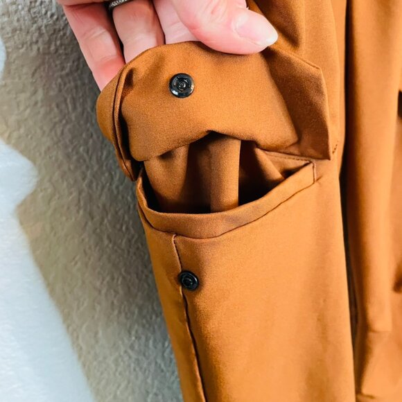 FLX Rust Orange Stretchy Athletic Cargo Casual Elastic Drawstring Pants | Medium - Picture 3 of 8